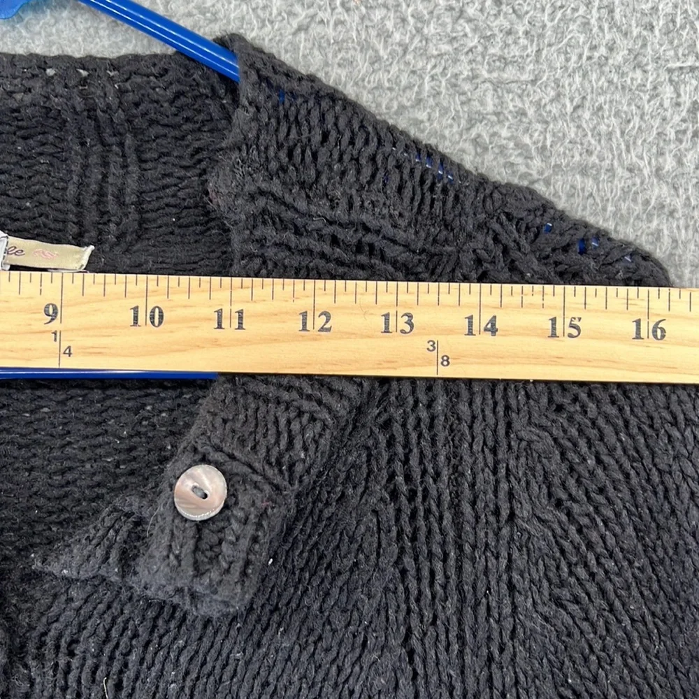 Free People‎ Button Down Cardigan Sweater Womens Medium Black Soft Stretch Fall - Picture 4 of 12